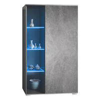 VITRINE Davos Steingrau - Schieferfarben, Holzwerkstoff (71.5/134/35cm) - Vladon