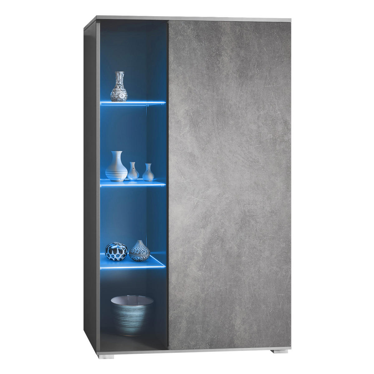 VITRINE Davos Steingrau - Schieferfarben, Holzwerkstoff (71.5/134/35cm) - Vladon