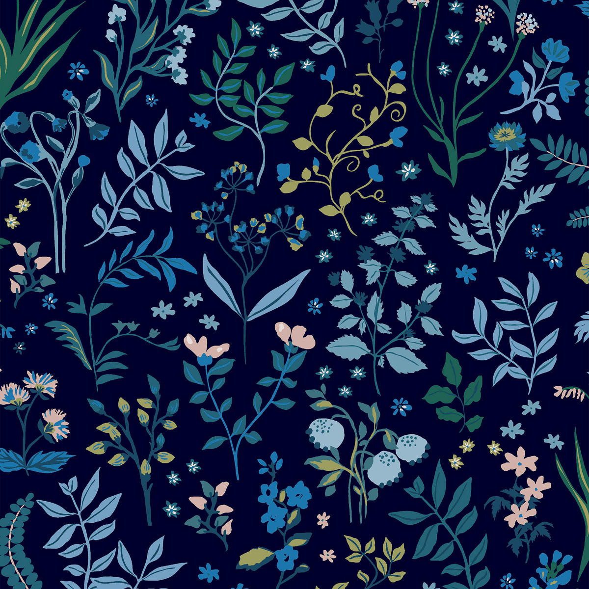 VLIESTAPETE Holcombe Blumen 1005x52cm - Blau, Papier/Kunststoff (52/1000cm) - Joules