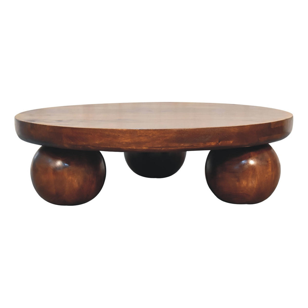 COUCHTISCH Ball Kastanienholz-Finish - Kastanienfarben/Messingfarben, Holz/Metall (80/80/23cm) - Artisan Furniture