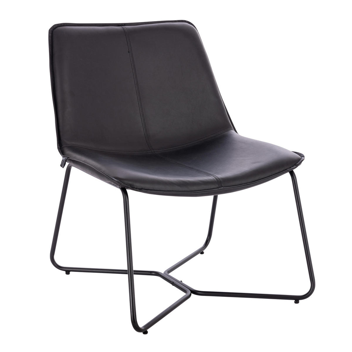 LOUNGESESSEL RON Kunstleder Braun - Schwarz, Textil/Metall (66/82/64cm) - SVITA