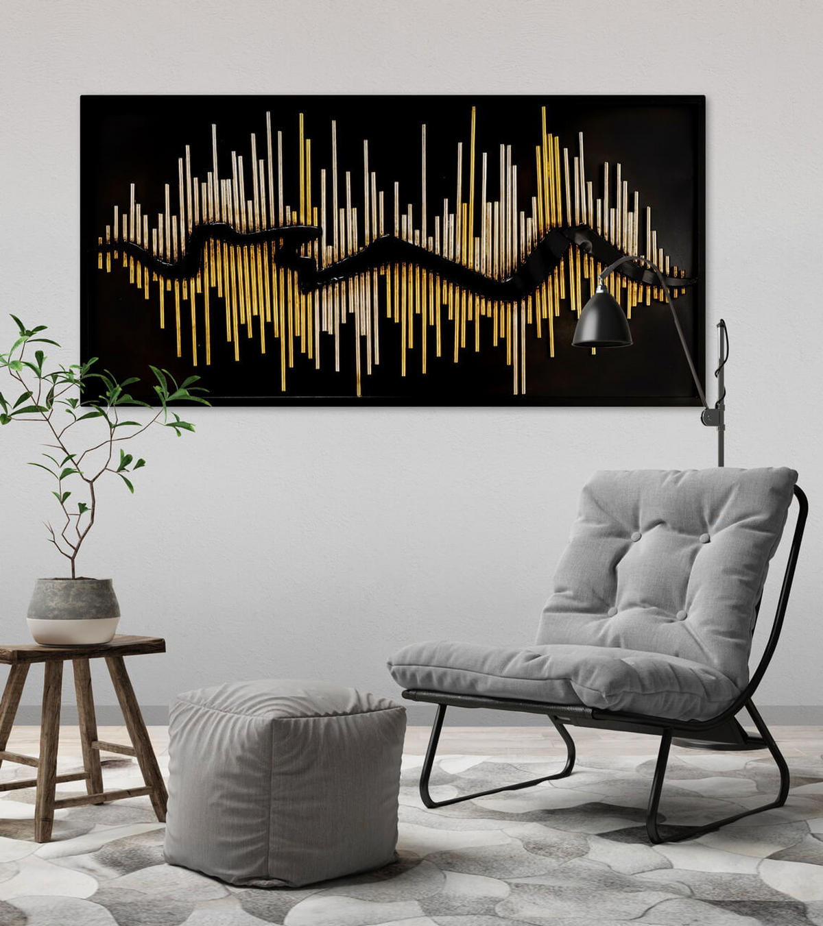 METALLBILD Gold 120/60 cm - Silberfarben/Goldfarben, Metall (7.95/60cm) - KUNSTLOFT