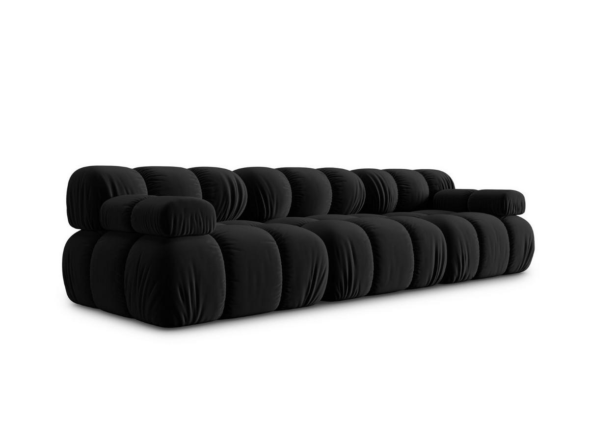 MODULARES-SOFA Bellis aus Samt schwarz 3 Sitzplätze - Schwarz, Textil (94/63/282cm) - Micadoni
