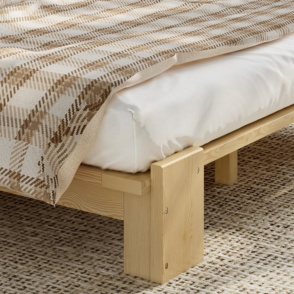 POLSTERBETT 140/200 cm in Natur Stoff - Naturfarben, Holzwerkstoff/Textil (140/200cm) - WISHDOR