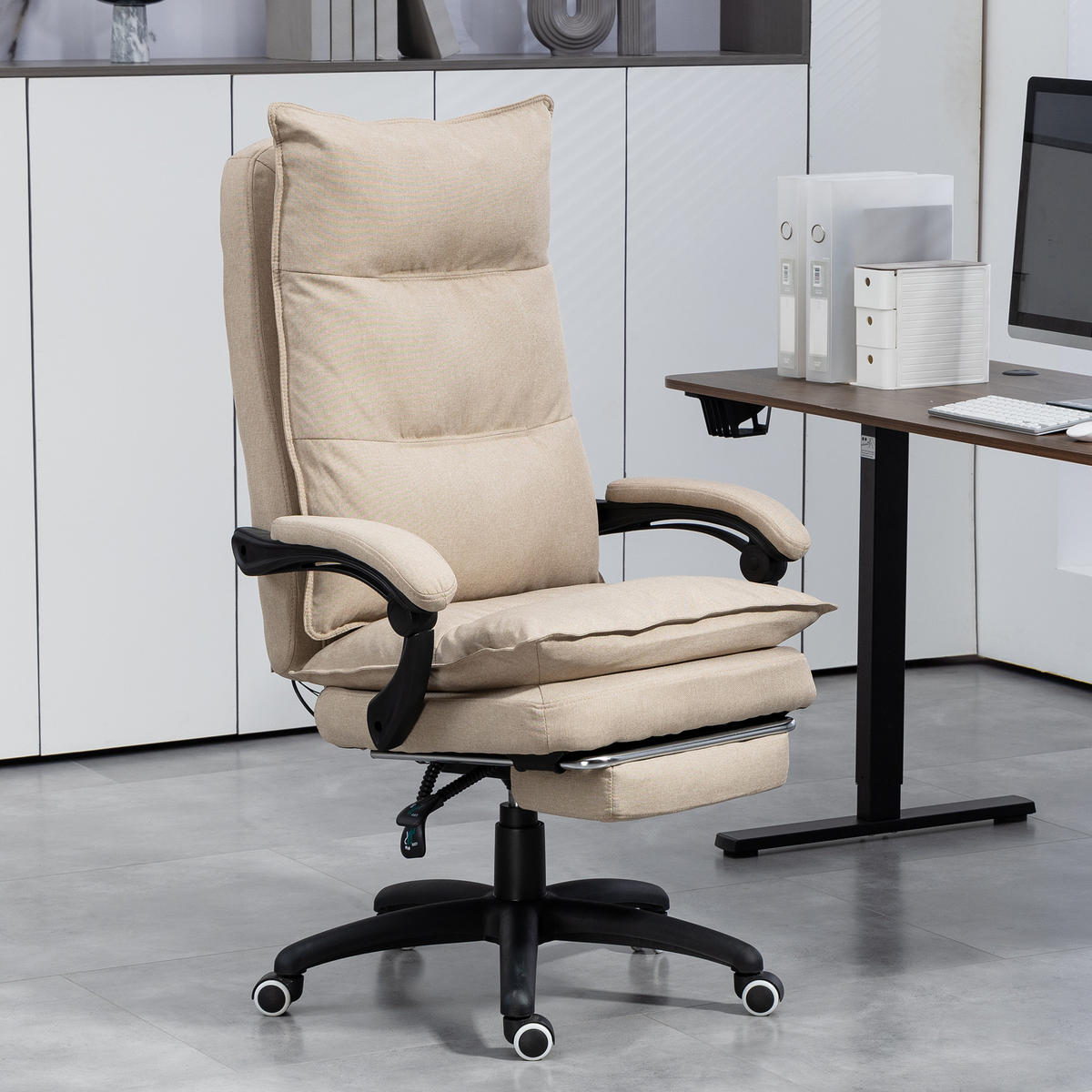 CHEFSESSEL DE-11706 mit Massagefunktion, 135° neigbar Beige - Beige, Textil (62/130/70cm) - ComfortXL