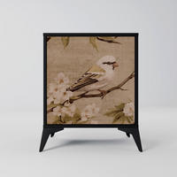 SIDEBOARD PETAL DISTINGUISH, Schwarz, 57,5x42x70,5 cm, Schwarze Metall-Sternfüße - Multicolor/Schwarz, Holzwerkstoff/Metall (57.5/70.5/42cm) - SpaceRebels
