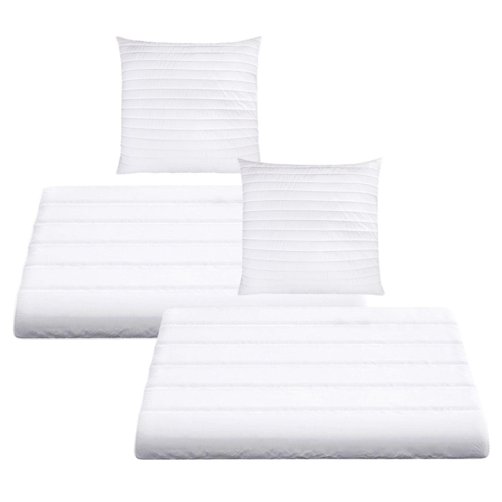 BETTENSET 2er Set Bettdecke und Kopfkissen 135/200 cm Microfaser Ganzjahresdecke - Weiß, Textil (135/200cm) - wometo