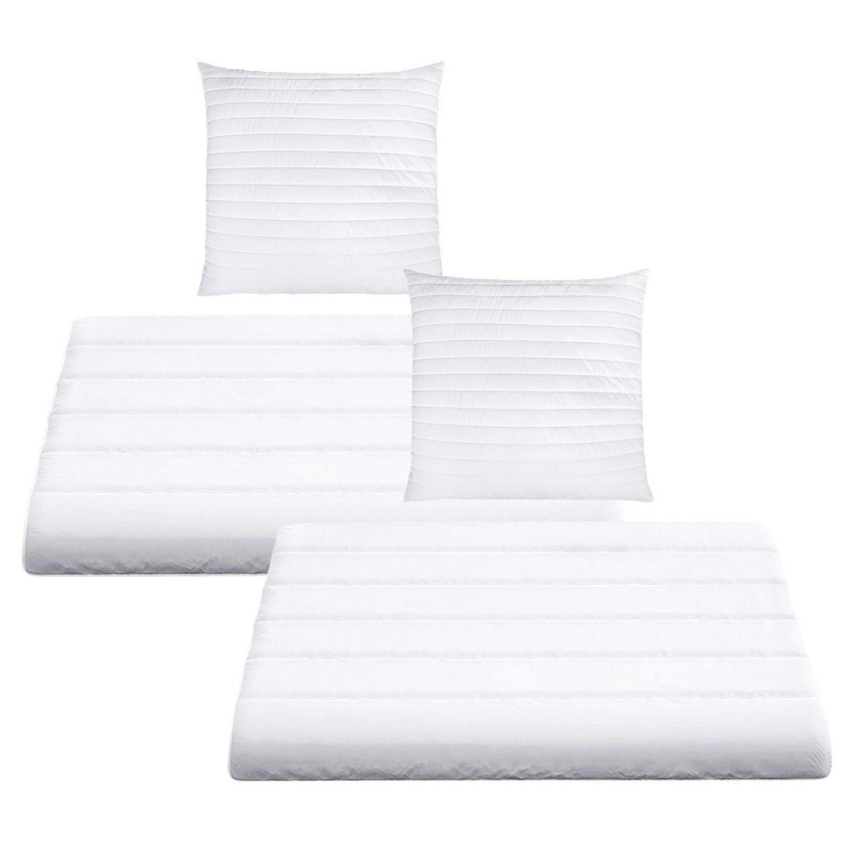 BETTENSET 2er Set Bettdecke und Kopfkissen 135/200 cm Microfaser Ganzjahresdecke - Weiß, Textil (135/200cm) - wometo