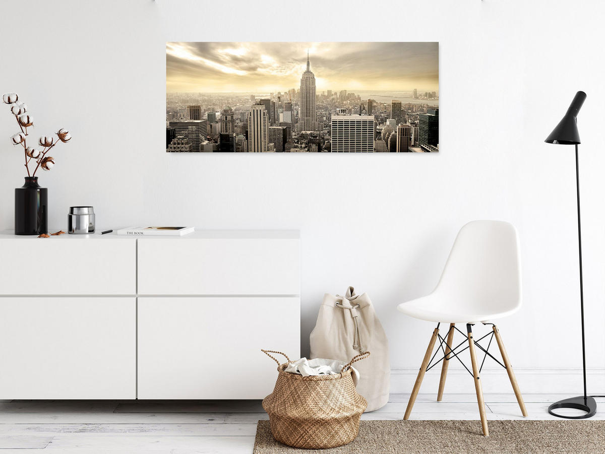 GLASBILD 125x50 cm New York Skyline - Gelb, Glas (125/50cm) - artissimo