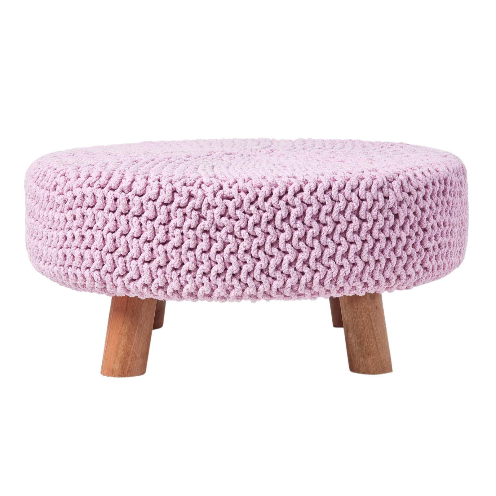 Homescapes Strick-Hocker Rosa 62x30x62 cm