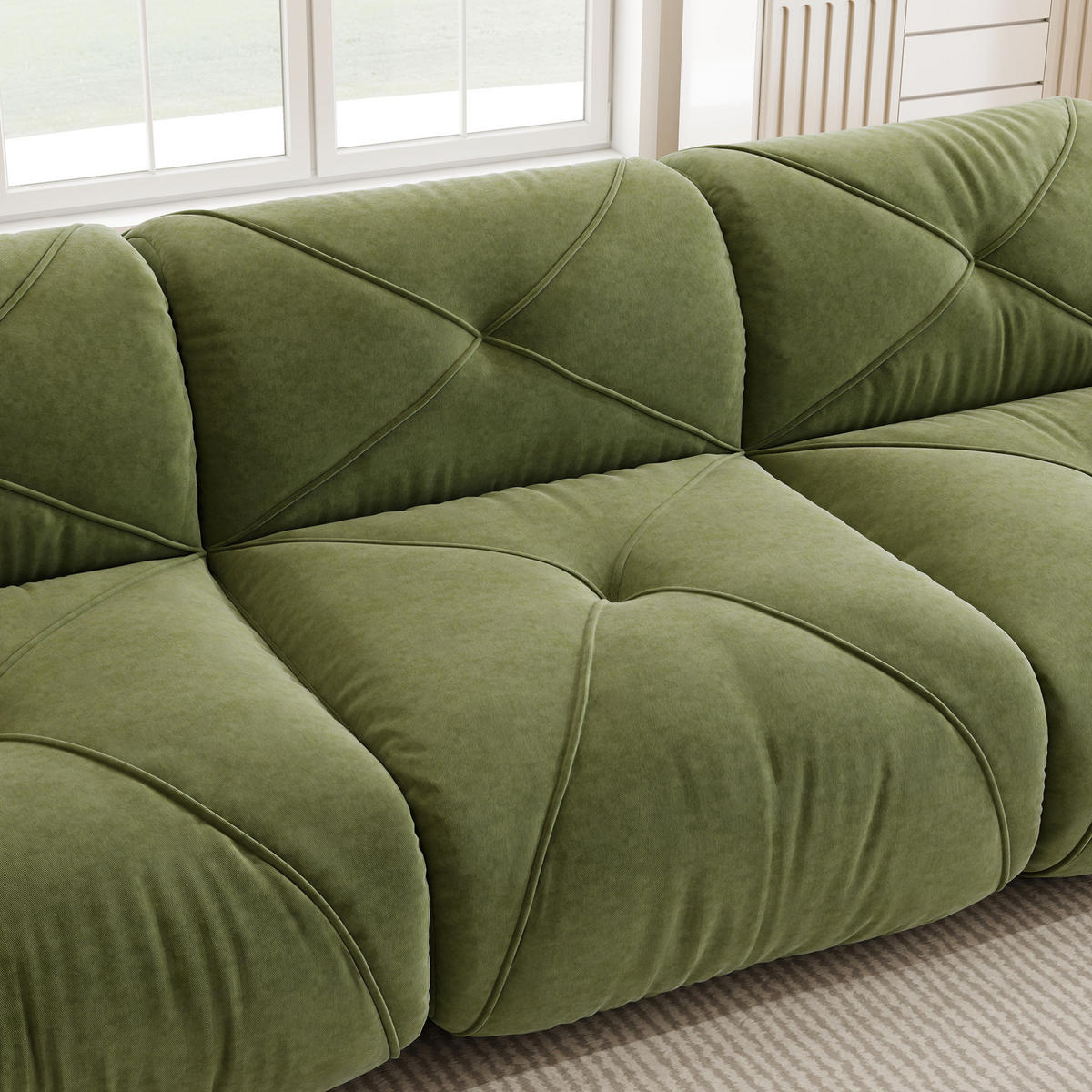3-STIZER Sofa mit Hocker, flexibles Lounge-Design und 32D-Schaumstoff, Grün - Grün, Textil (281/76/171cm) - Redom