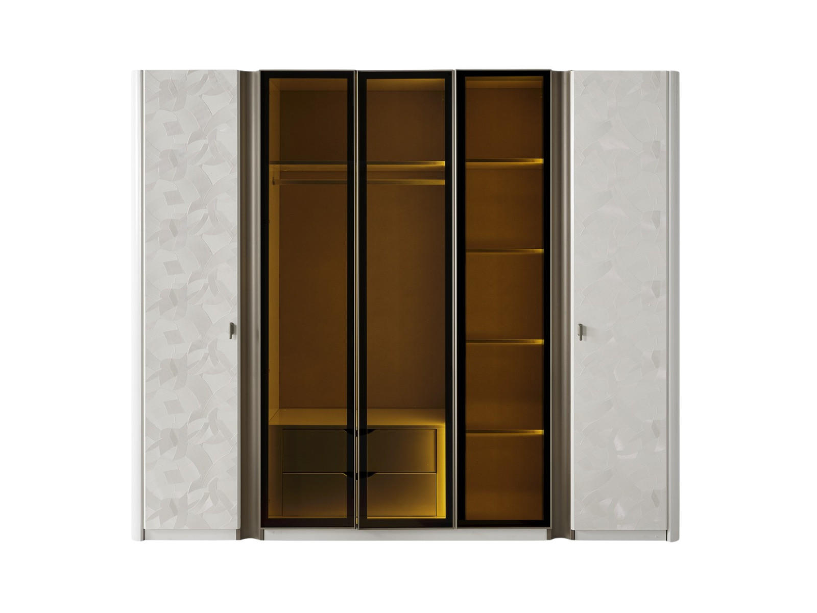 KLEIDERSCHRANK Voyage 6 trg. - Grau, Holzwerkstoff (255/218/60cm)