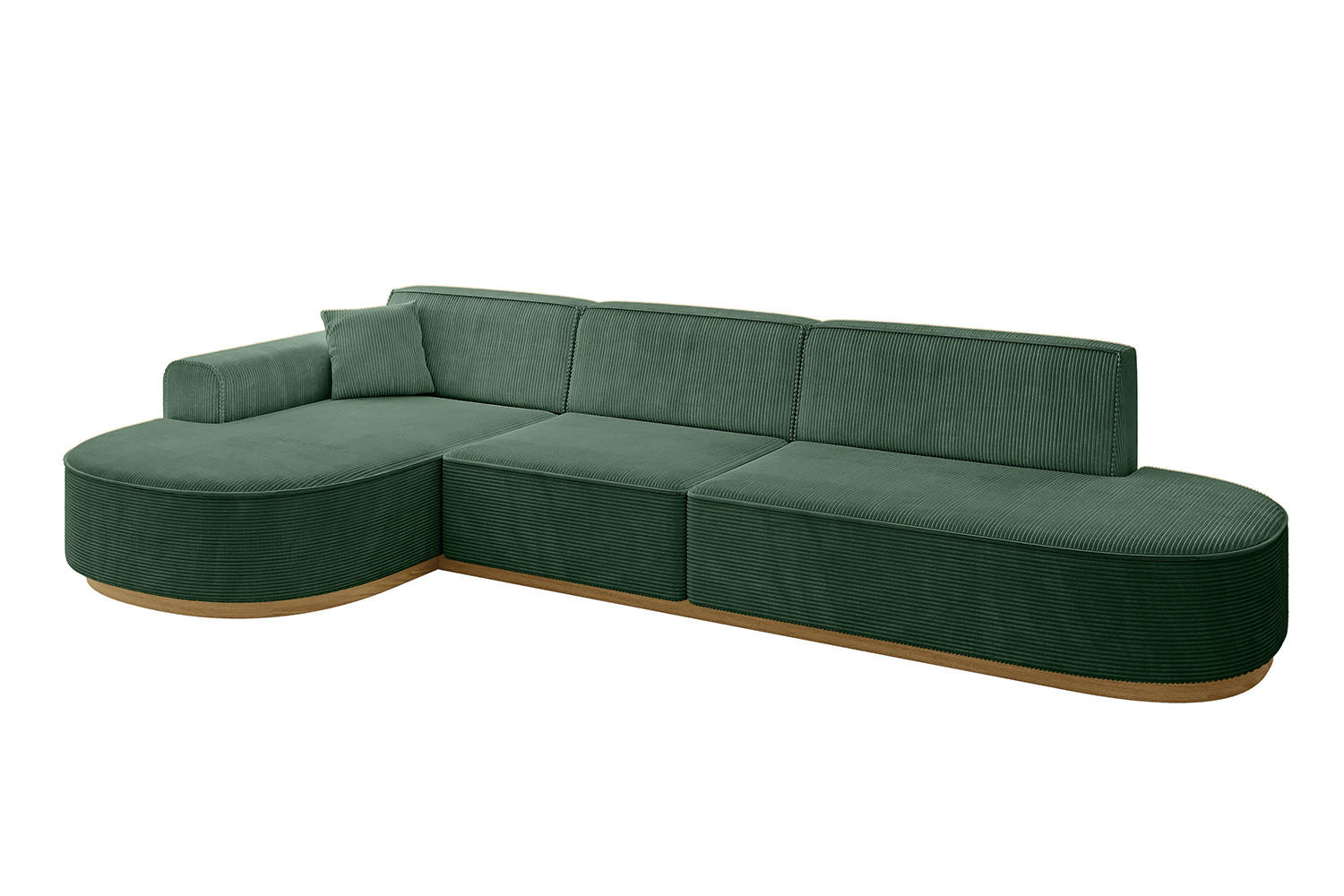 ECKSOFA Ottomane Links MARI-L2-v2 - 328x171x83 cm Grün Cord - Grün, Holzwerkstoff/Textil (328/171cm) - ALTDECOR