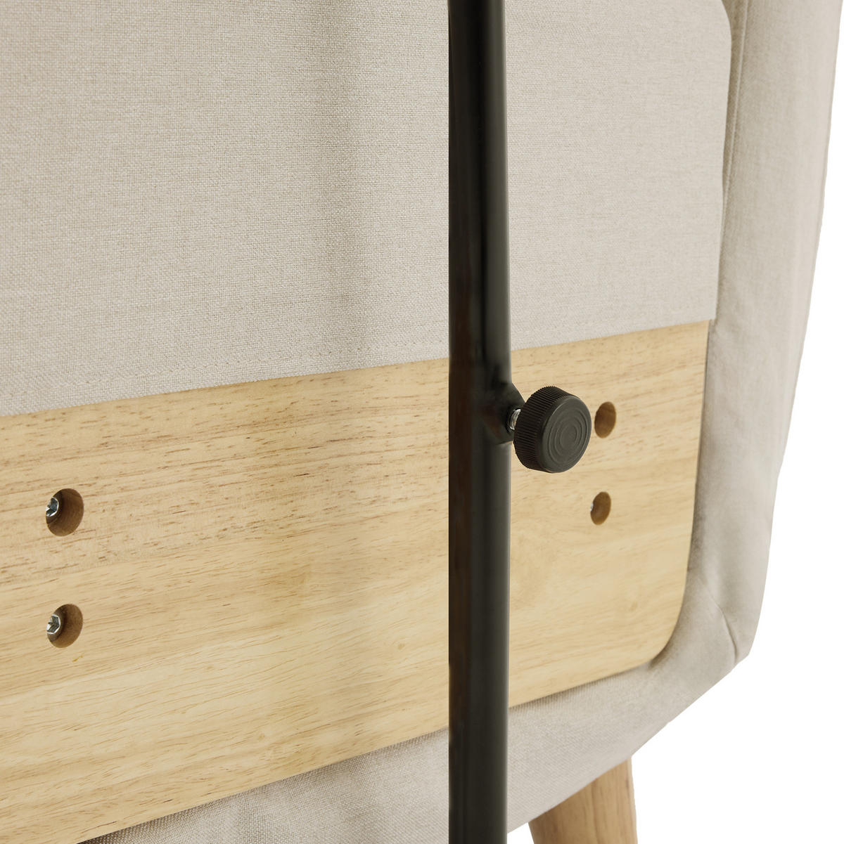 KLAPPSESSEL aus Leinen 88x74,5x66 cm Beige mit Schlaffunktion, 6-fach verstellbarer Rückenlehne und drehbarem Holztablett - Beige, Textil (74.5/88/66cm) - Modfu