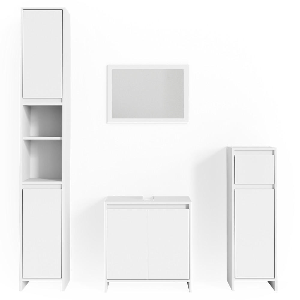 BADMÖBEL-SET Emma Weiß 4 Teile - Weiß, Holzwerkstoff (58/60/33cm) - Vicco