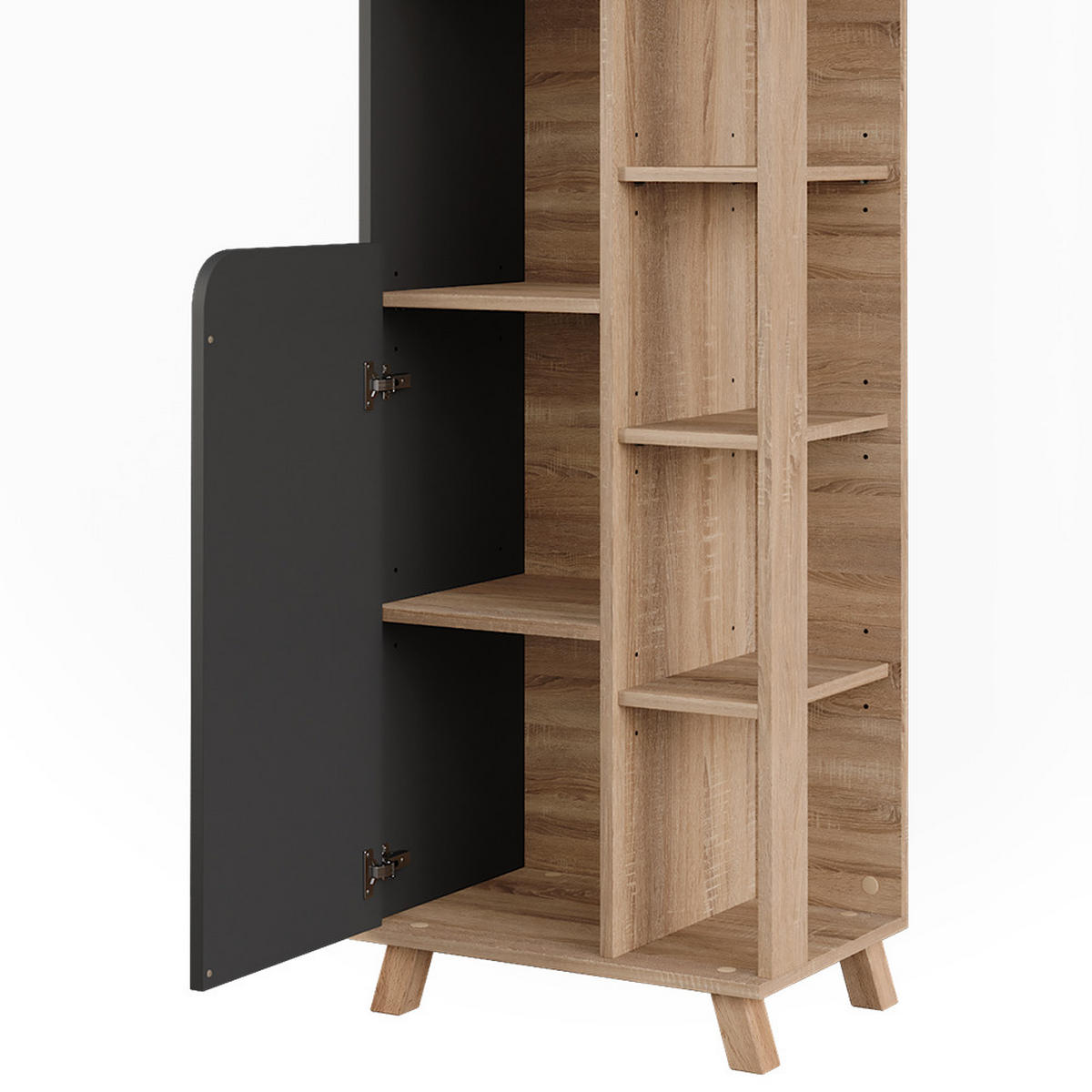 HOCHSCHRANK Karen Sonoma/Anthrazit 50 x 175 cm mit 2 Türen - Anthrazit/Sonoma Eiche, Holzwerkstoff (50/175/35cm) - Vicco