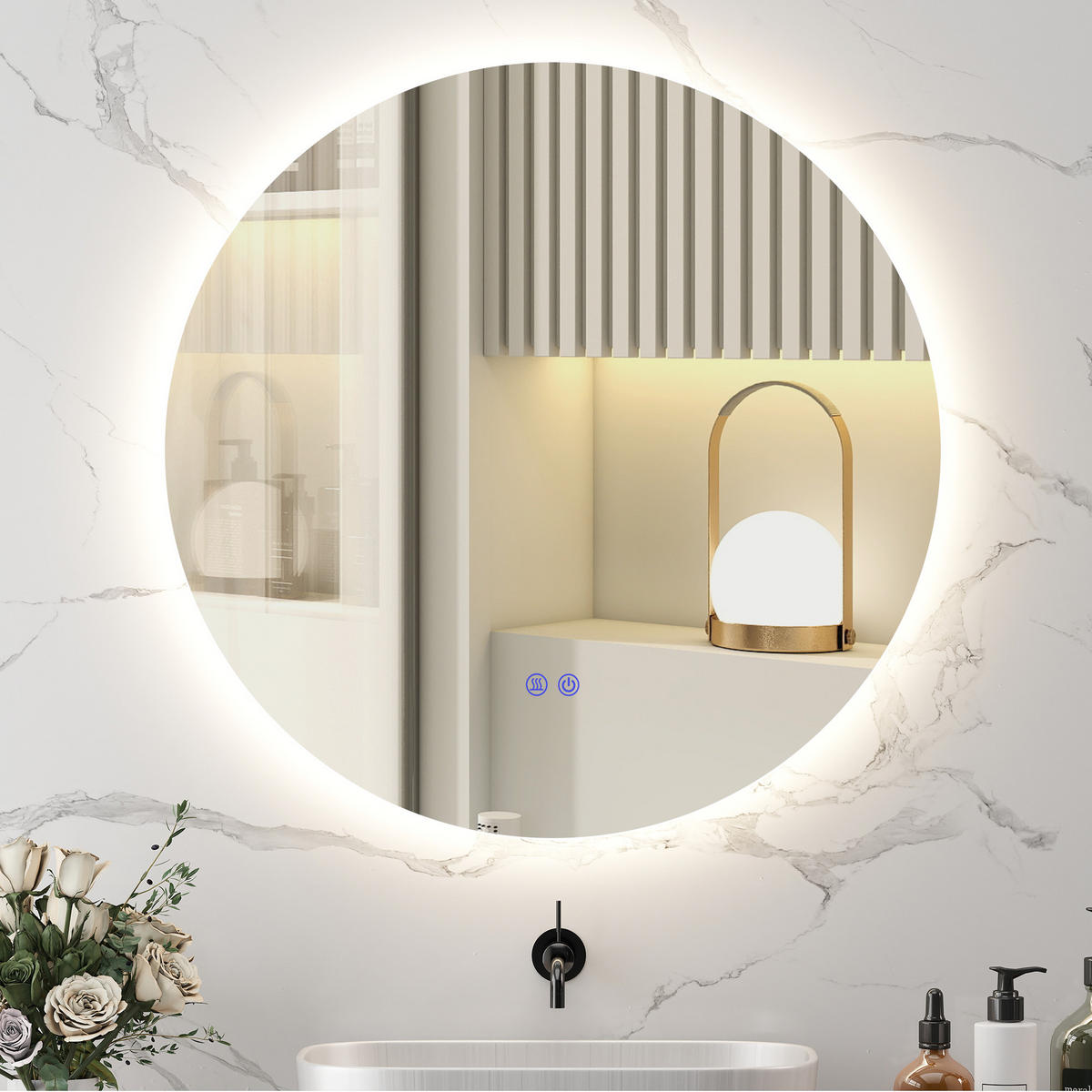 BADEZIMMERSPIEGEL DE-15142 mit Touchsensor und Antibeschlag Silber - Silberfarben, Glas (80/3.5/80cm) - ComfortXL