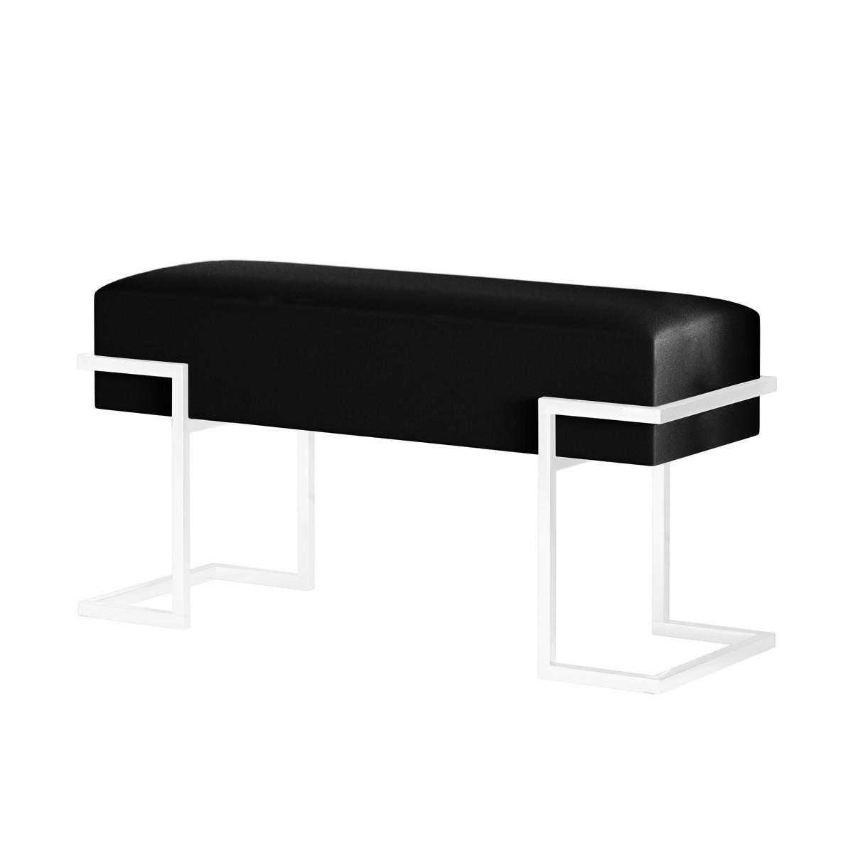POLSTERBANK CELY 80 cm, Schwarz, Weißes Gestell - Schwarz/Weiß, Textil/Metall (80/42/34cm) - Bettso