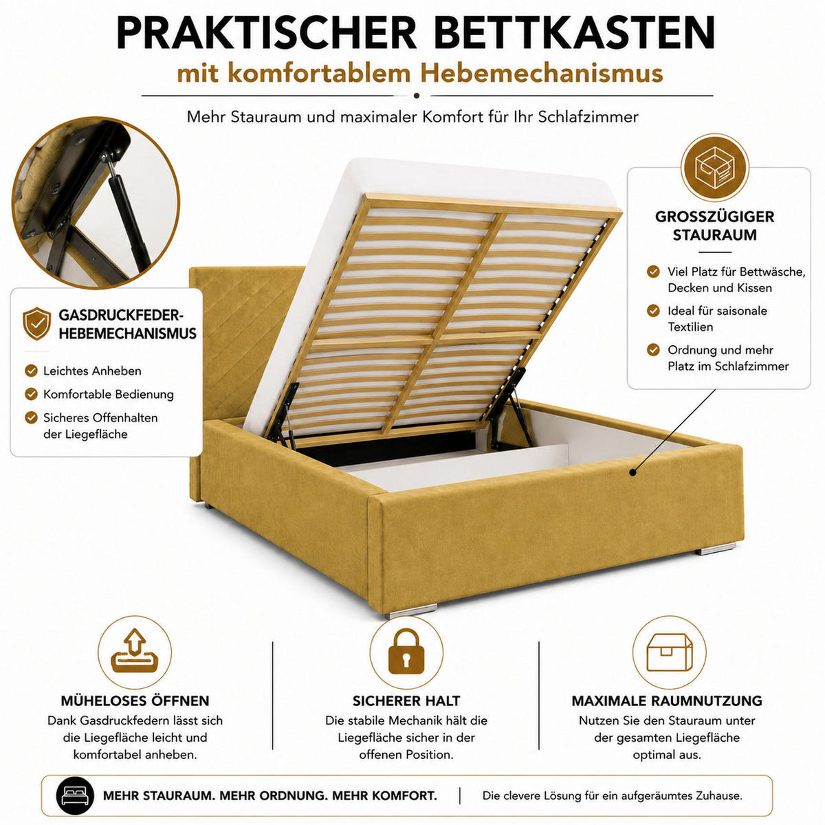 POLSTERBETT 120x200 cm AURA, Doppelbett mit Bettkasten und Lattenrost aus Holz, Velourstoff: Beige - Beige, Holz/Textil (120/200cm) - Marpur