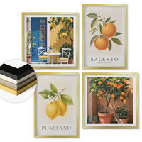WANDBILDER 4er Set - 50x50 cm & 40x60 cm Goldrahmen - Amalfi-Zitronen und -Orangen - Goldfarben, Kunststoff (50/50cm) - ArtPrintCave