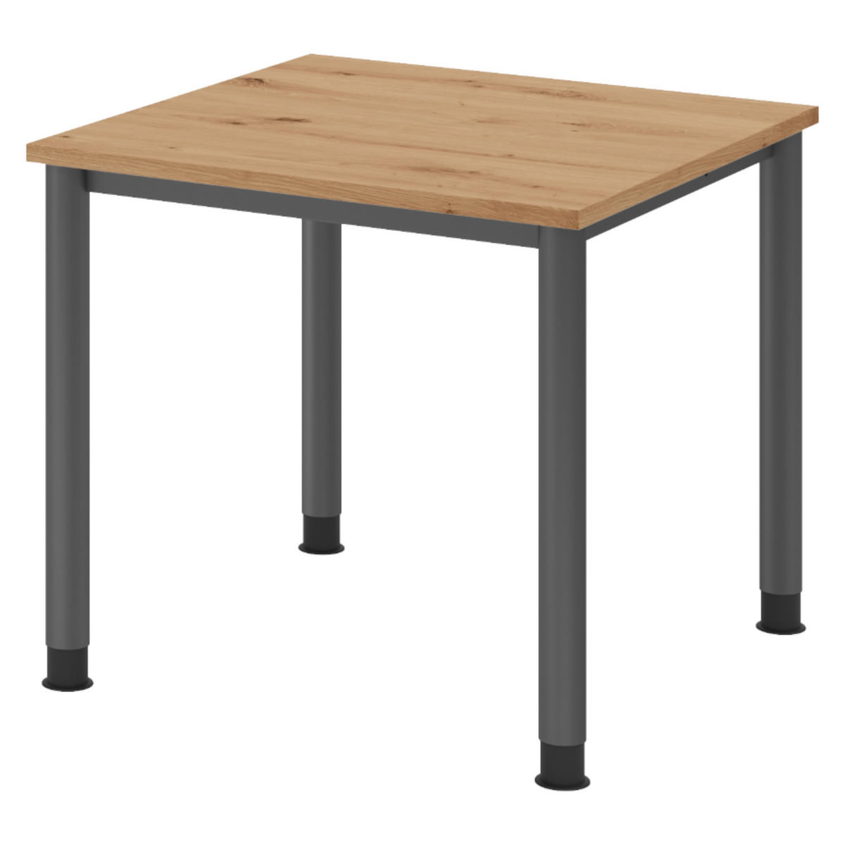 SCHREIBTISCH Serie-H Gestell: Graphit 80/80/74 cm in Wildeiche - Wildeiche, Holzwerkstoff (80/80/74cm) - bümö