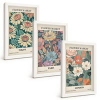 BILDER SET 3er Set - 20x30 cm Weißer Rahmen - Blumenposter Tokio Paris London - Weiß, Kunststoff (20/30cm) - TULUP