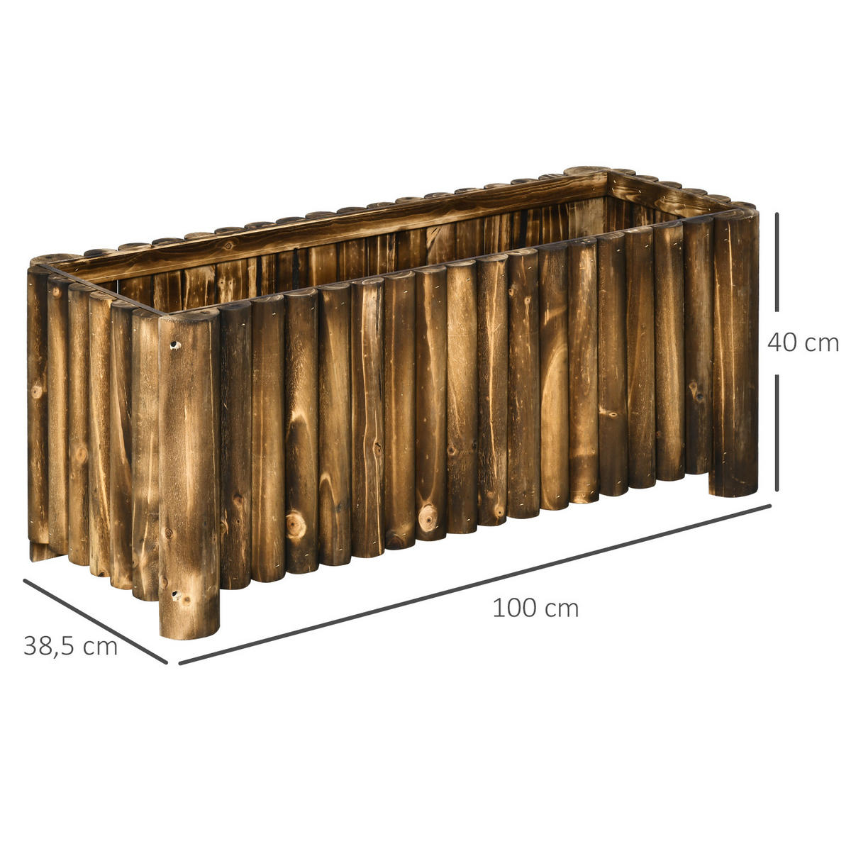 HOCHBEET Pflanzkasten Pflanzbeet Gemüse Blumenbeet Blumenkasten, Tannenholz, Natur - Fichtefarben, Holz (38.5/40/100cm) - Outsunny