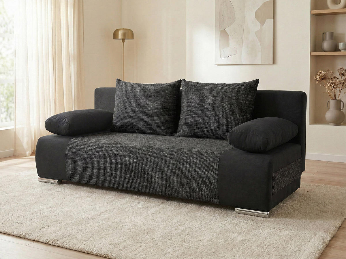SCHLAFSOFA Naki - Silberfarben/Schwarz, Holz/Kunststoff (200/85/85cm)