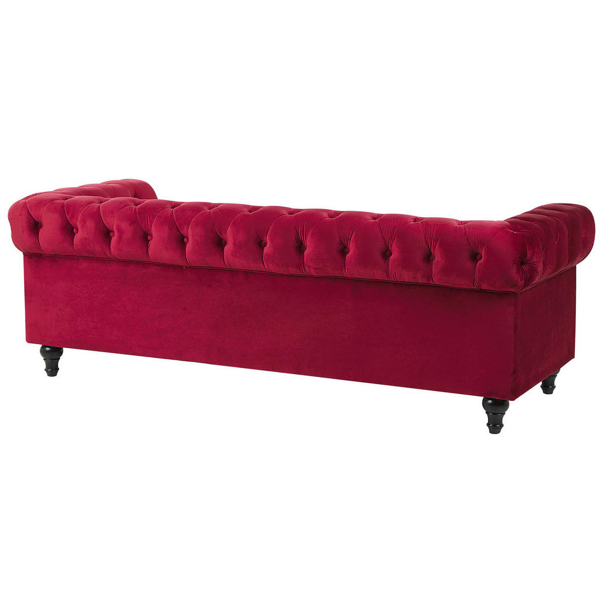 3-SITZER-SOFA Samtstoff Dunkelrot Chesterfield - Dunkelrot, Textil (202/70/75cm) - Beliani