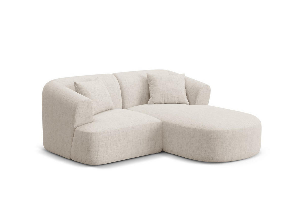 MODULARES-ECKSOFA rechts Campi aus strukturiertem Stoff leichtes beige 3 Sitzplätze - Creme, Textil (156/180cm) - Cosmopolitan Design