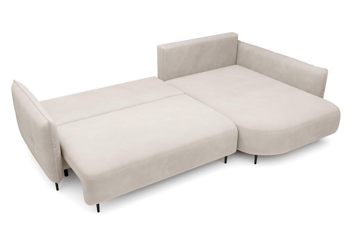 ECKSOFA Oblivio Cremeweiß Velours - Creme/Schwarz, Textil/Metall (285/200cm) - Selsey
