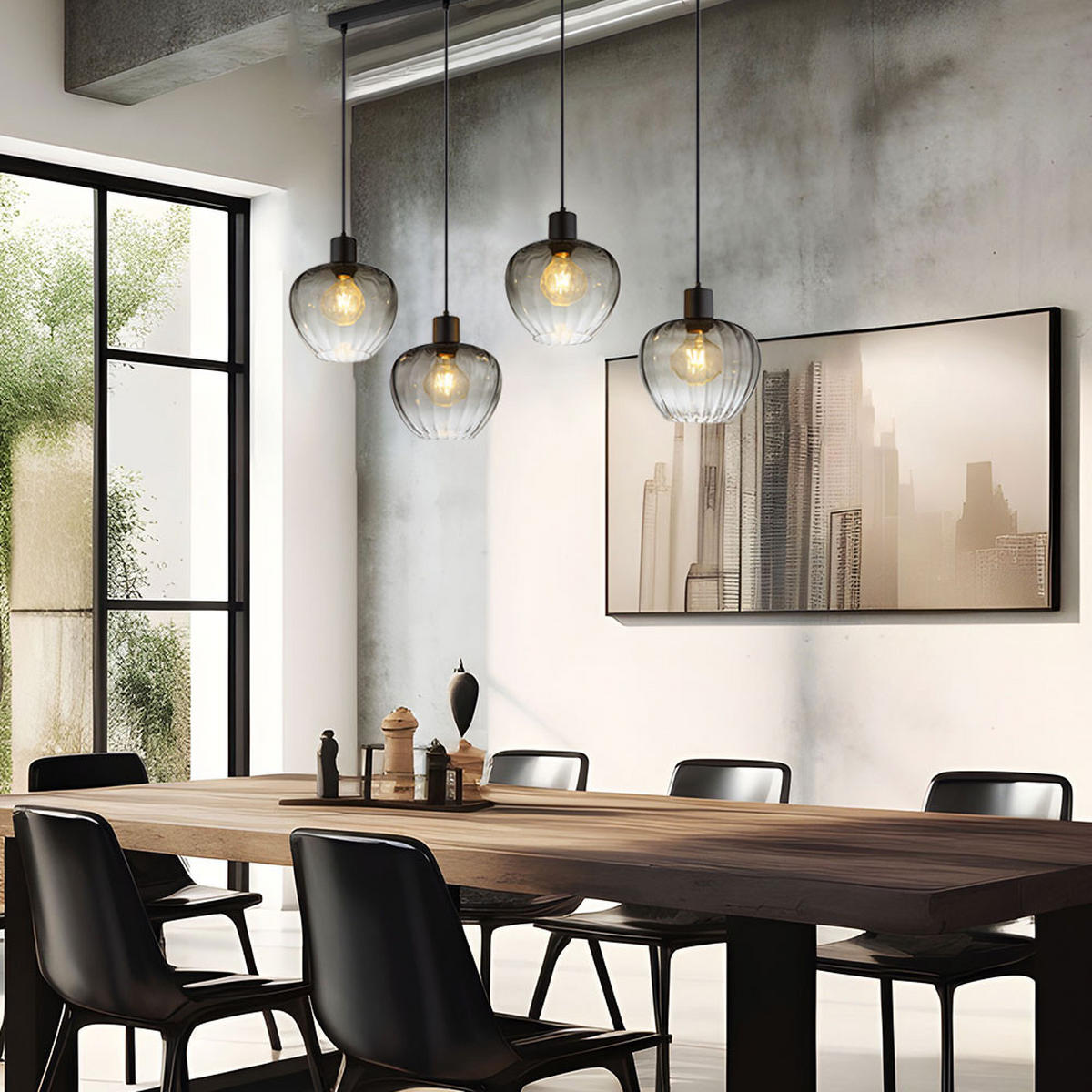 HÄNGELEUCHTE Glas Rauchfarben Schwarz - Grau, Glas (108/24/120cm) - Nowa