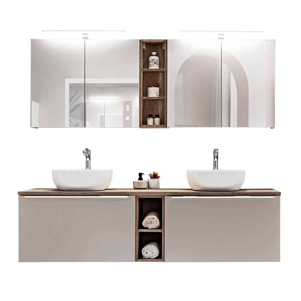 Lomado Badmöbel-Set Beige 180x200x46 cm