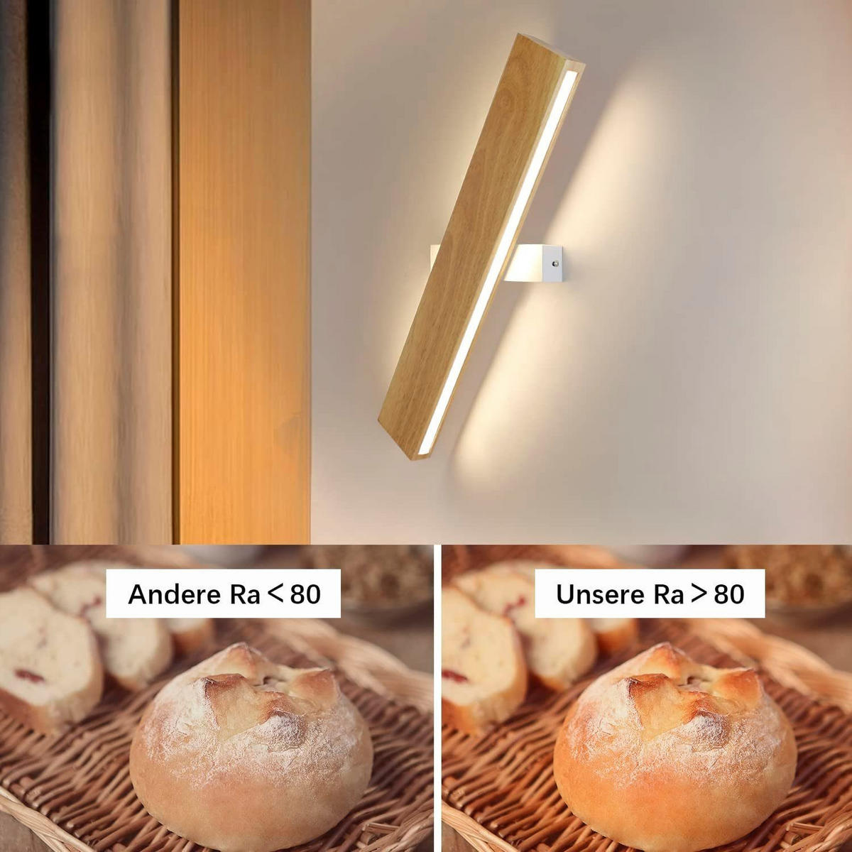 LED WANDLEUCHTE Edel - Braun, Holzwerkstoff (8/3/52cm) - Nettlife