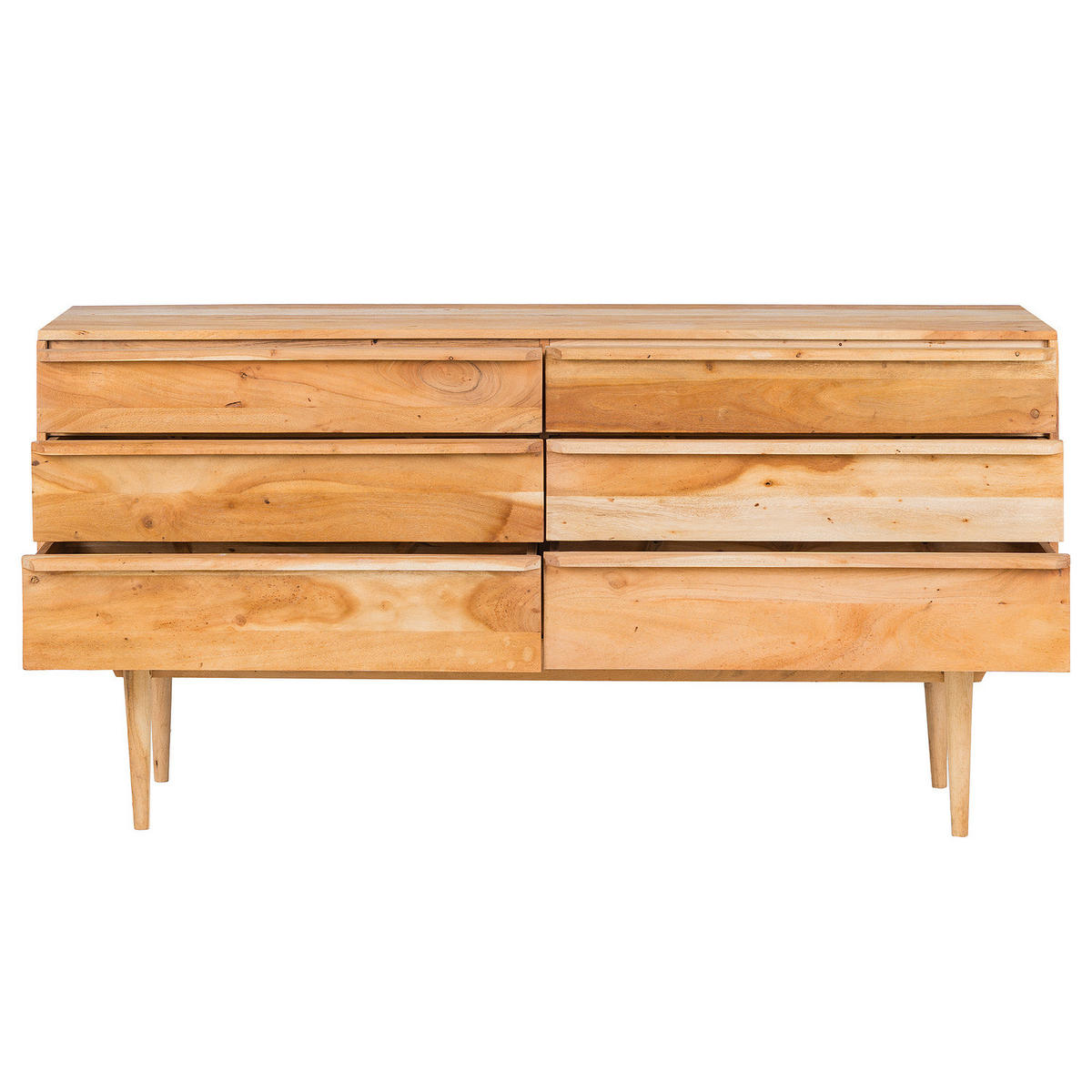 MASSIVES SIDEBOARD mit 6 Schubladen - Akazie massiv - Akaziefarben, Holz (160/80/40cm) - home24
