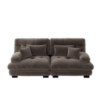 2-SITZER SOFA Chenille Braun mit Lendenkissen und Dekokissen - Braun, Textil (220/81/77cm) - WISHDOR