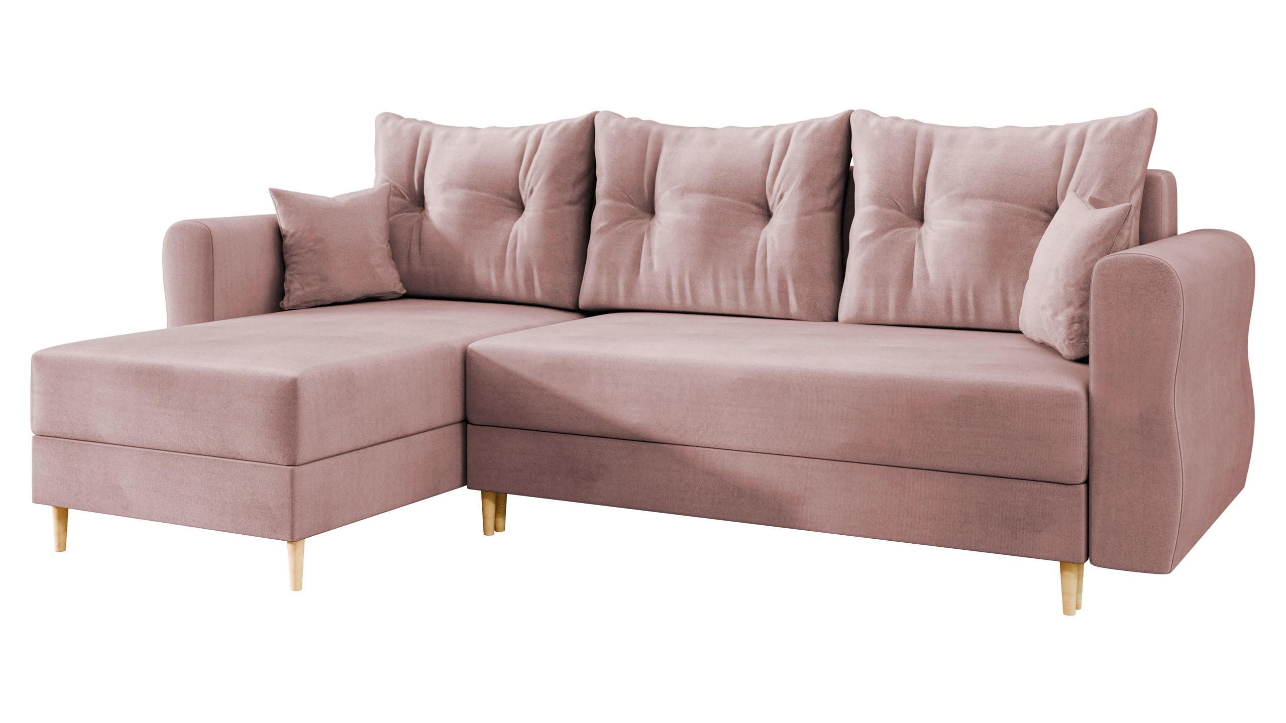 ECKSOFA Zako L - Naturfarben/Rosa, Holz/Textil (238/138cm) - MIRJAN24