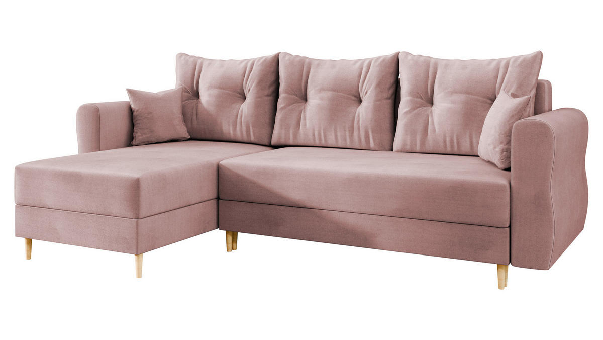 ECKSOFA Zako L - Naturfarben/Rosa, Holz/Textil (238/138cm) - MIRJAN24