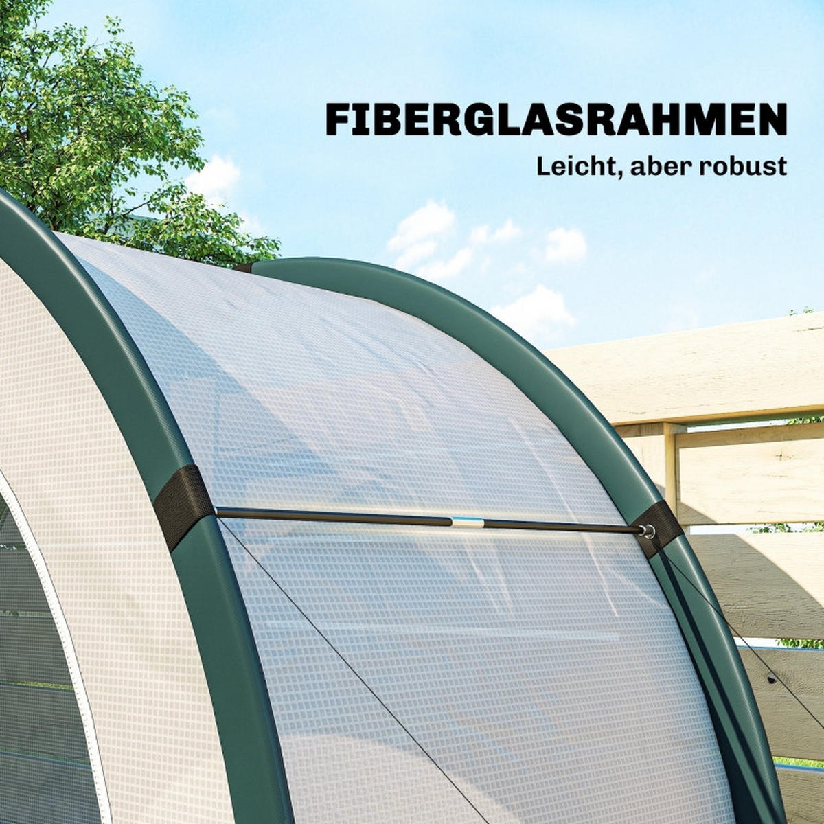 GEWÄCHSHAUS aus Polyethylen 200x80x164 cm in Grün mit klappbarem Design - Grün, Kunststoff (80/164/200cm) - Modfu