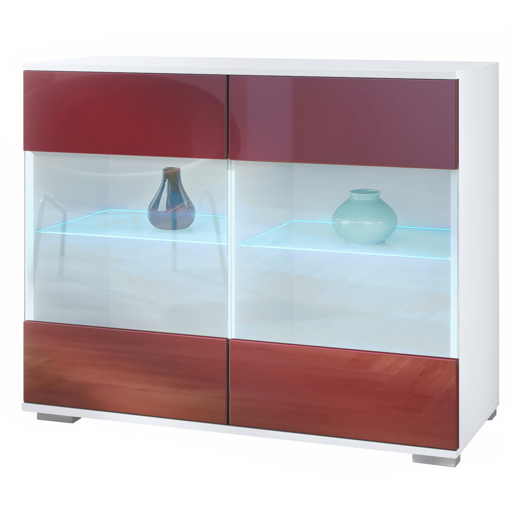 KOMMODE Bari Bordeaux Hochglanz - Bordeaux, Holzwerkstoff (92.5/75.5/35cm) - Vladon