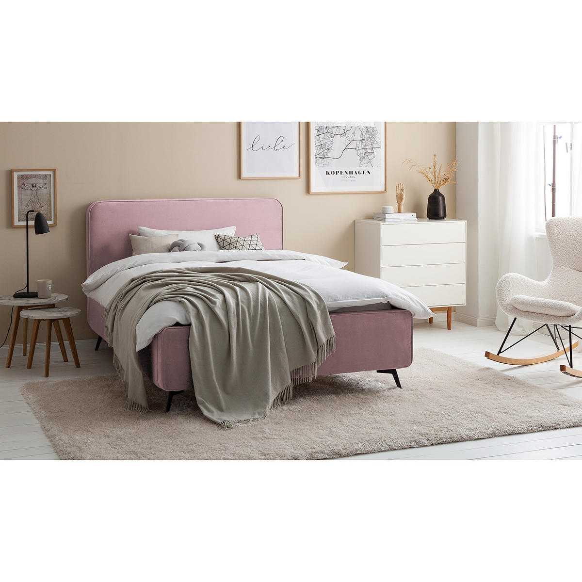 POLSTERBETT - Mauve, Textil (140/200cm) - home24