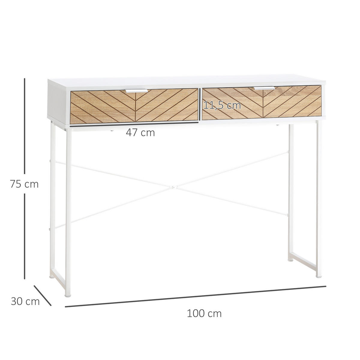 KONSOLENTISCH DE-16756 Eichenoptik & Weiß - Weiß, Holzwerkstoff (100/30/75cm) - ComfortXL