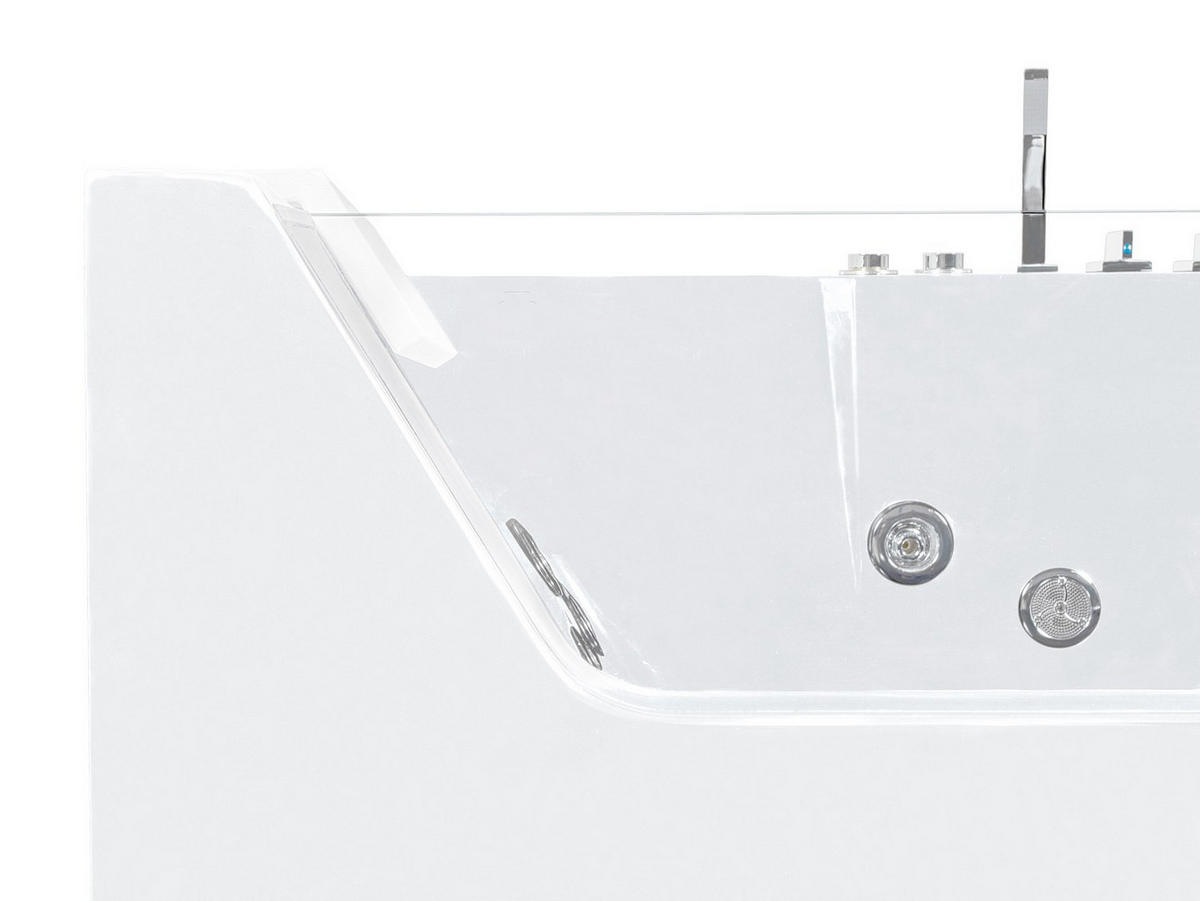 WHIRLPOOL Eckwanne mit Hydromassage - 1 Person - 263 L - Ecke Links - Weiß - ARIA - Weiß, Glas (170/57/80cm) - Vente-Unique