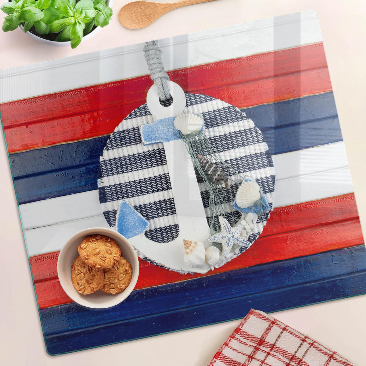 GLASPLATTE 60x52 cm Anker - Multicolor, Glas (60/0.4/52cm) - TULUP