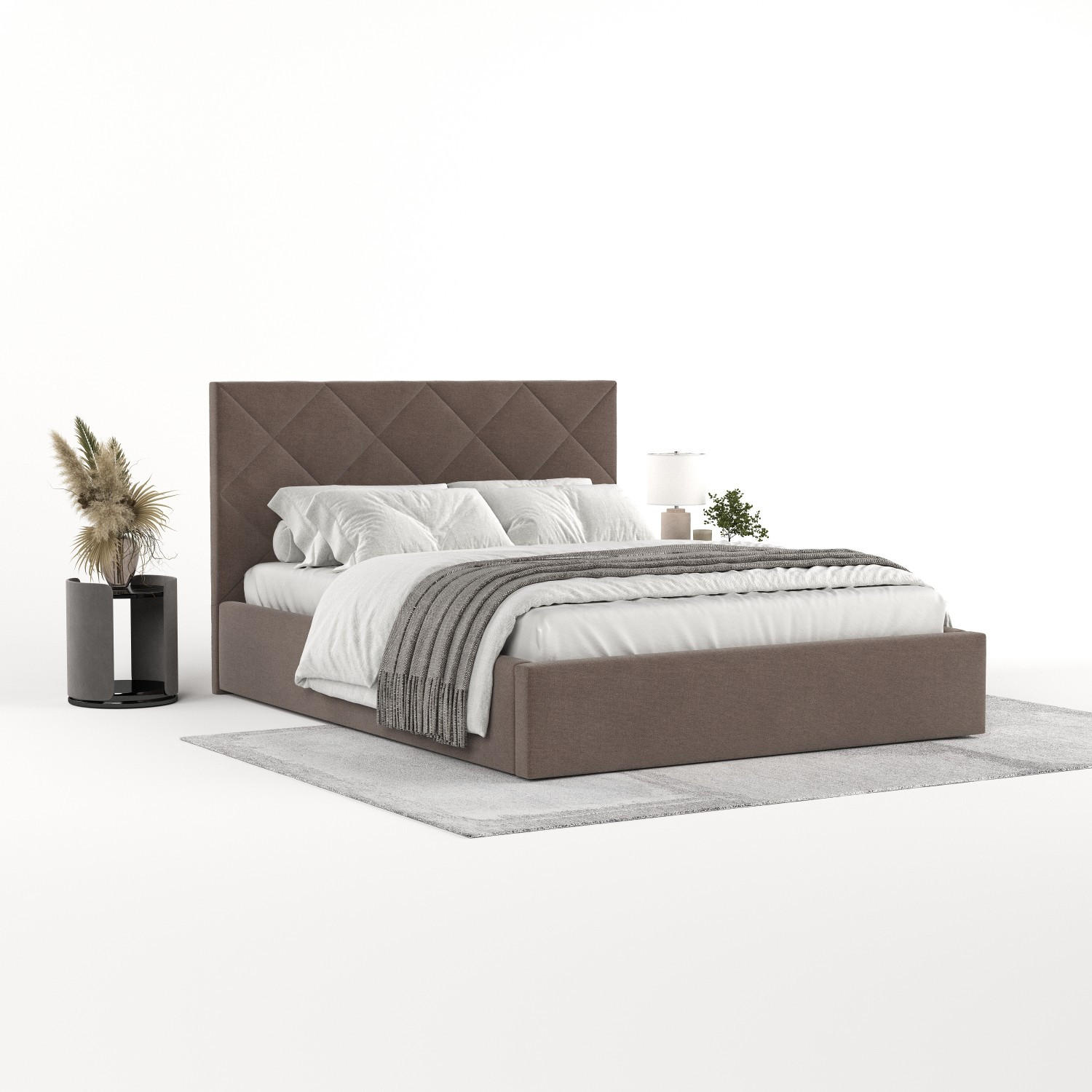 POLSTERBETT Torno 160/200 cm Braun im Asti Stoff - Schwarz/Naturfarben, Holz/Holzwerkstoff (160/200cm) - AltaBeds