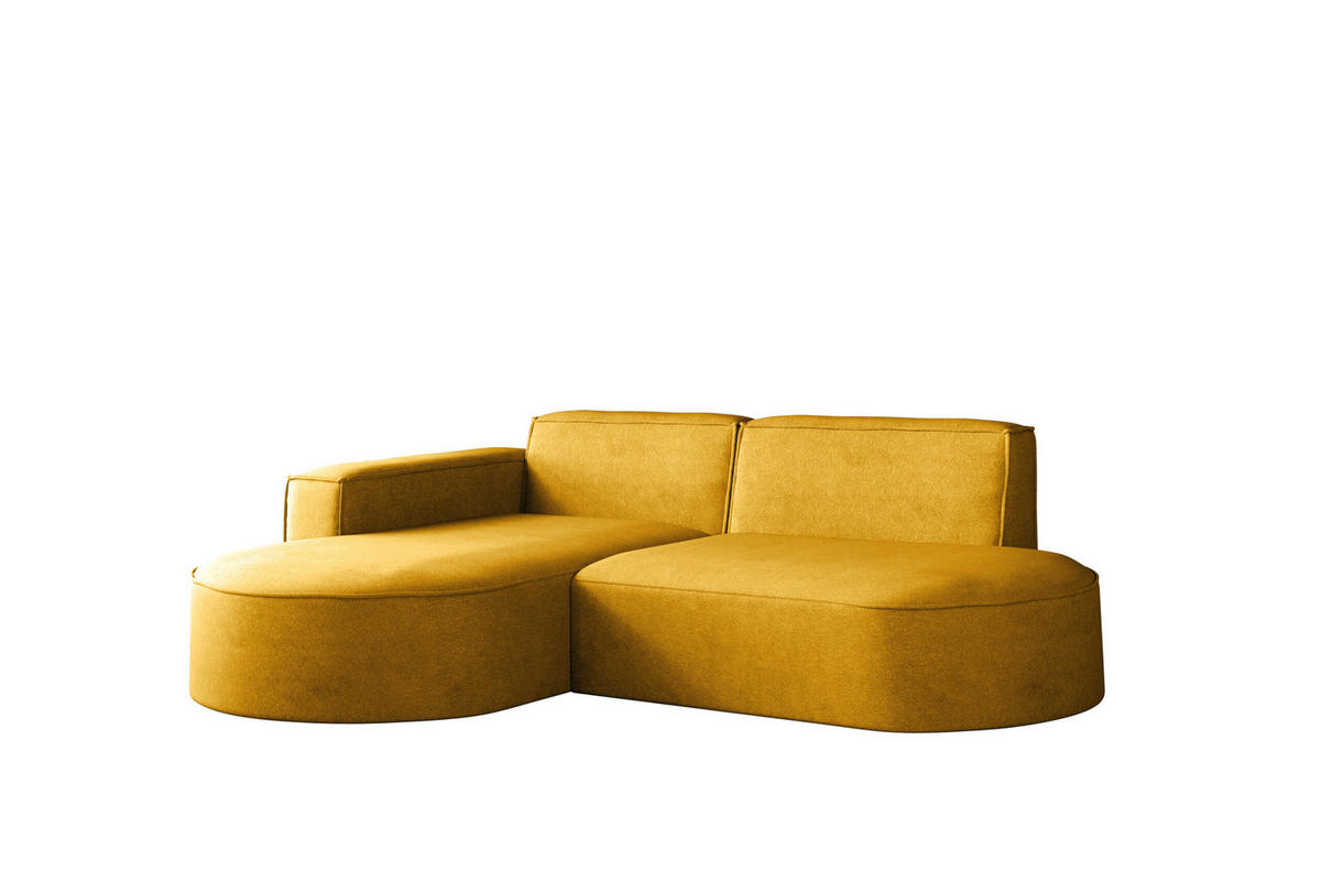 ECKSOFA Modena Modern Und Komfort Velours Stoff Salvador Links Gelb - Gelb, Holz/Textil (165/236cm) - Kaiser Möbel