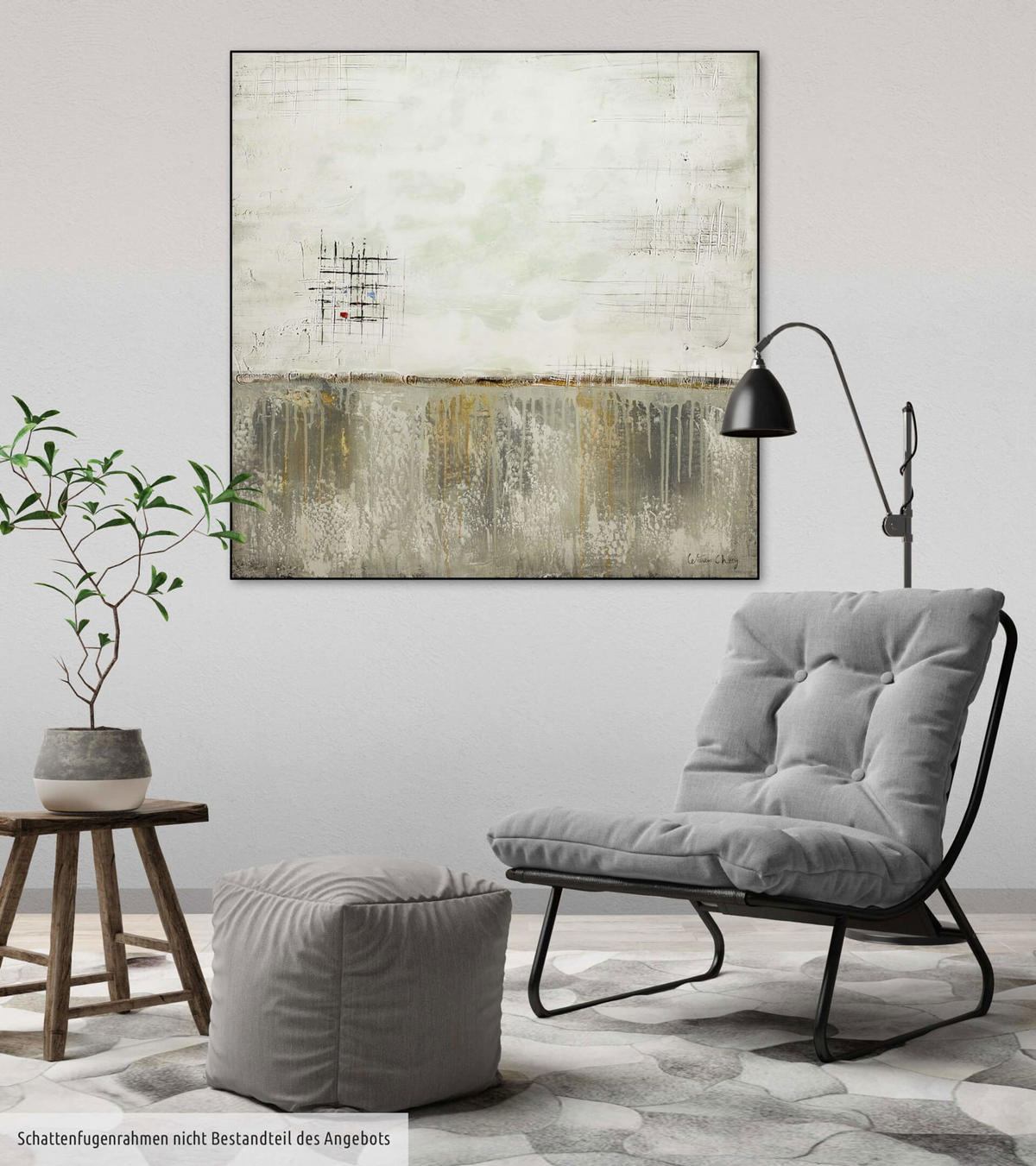 ACRYLBILD HANDGEMALT 80/80 cm - Beige/Grau, Holz/Textil (1.56/80cm) - KUNSTLOFT