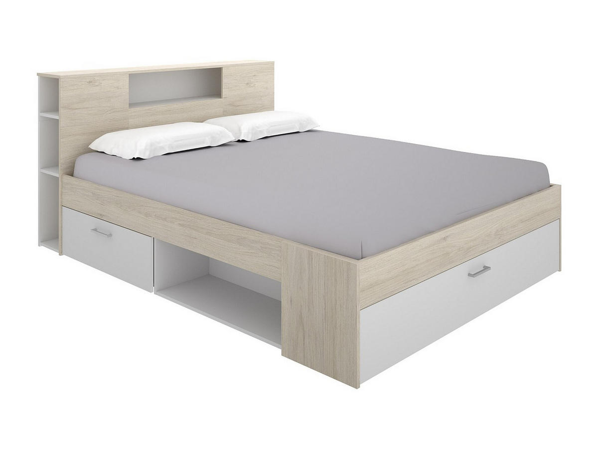 BETTRAHMEN - -Sitzer - Holz, Platte - Naturfarben Hell, Weiß - - Naturfarben/Weiß, Holz (180/200cm) - Vente-Unique