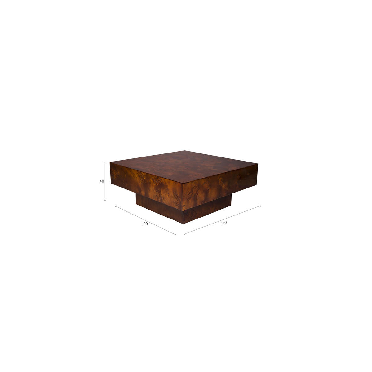 COUCHTISCH Quinn 90x90 cm Walnussfarbe - Braun, Holz (90/90/40cm) - Dutchbone