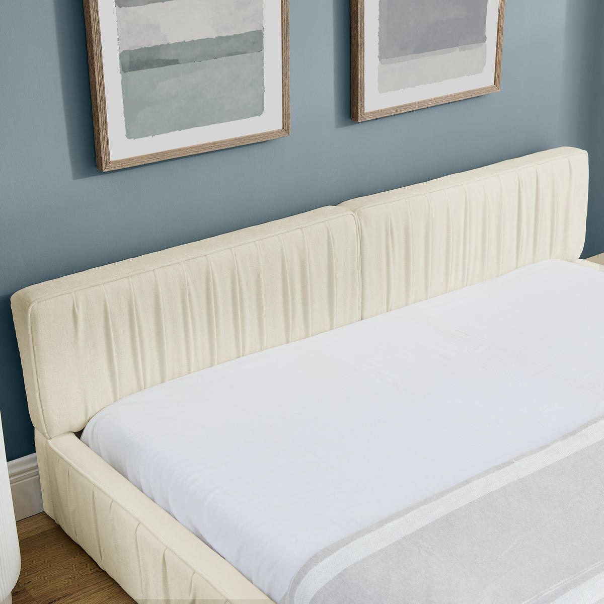 POLSTERBETT 160x200 cm Chenille Holzrahmen beige - Beige, Kunststoff (160/200cm) - LEBENLANG